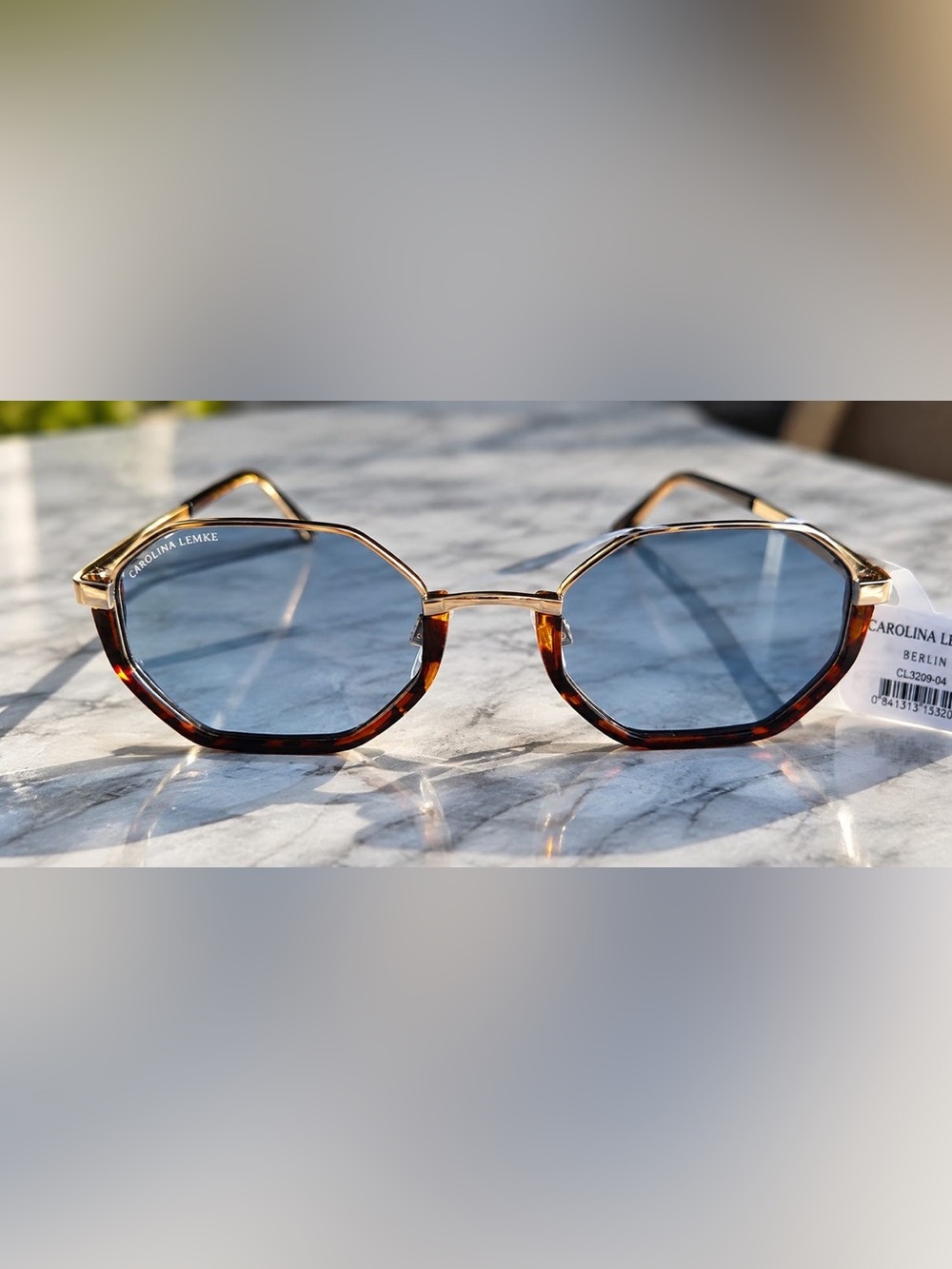 Carolina Lemke Blue Lens Tortoiseshell Sunglasses